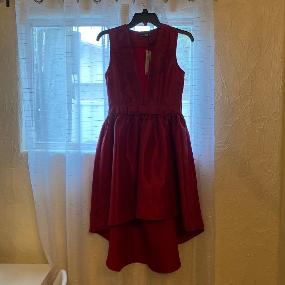 Red high low dress